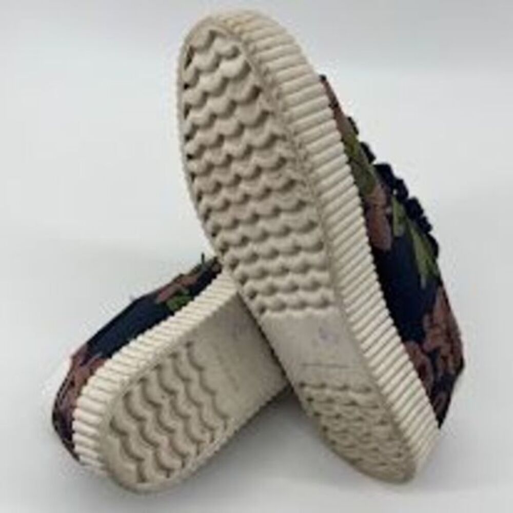 Zara Floral‎ Print Platform Sneakers Navy Blue Green Pink Lace-Up Shoes - Picture 6 of 6